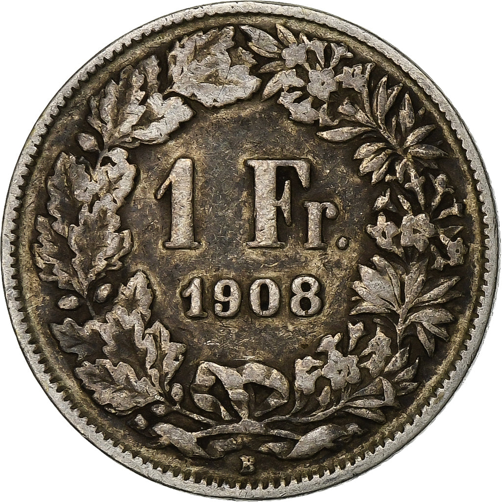 Svizzera, Franc, 1908, Bern, Argento, MB, KM:24