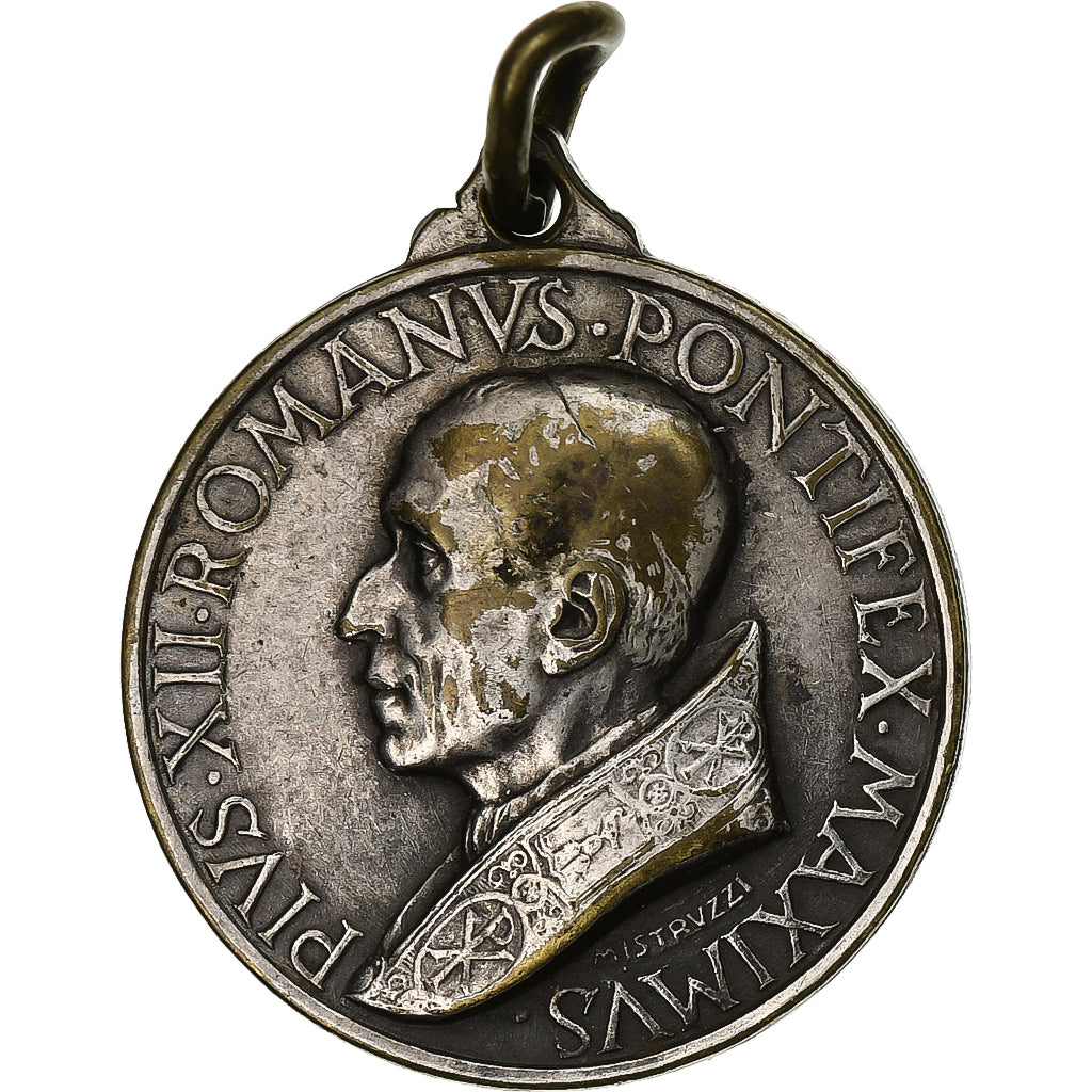 Watykan, medal, Le Pape Pie XII, 1950, Brąz posrebrzany, Mistruzzi, EF(40-45)