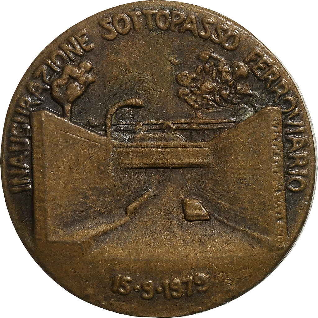 Italy, Medal, Inaugurazione Sottopasso Ferroviario, 1979, Bronze, AU(50-53)