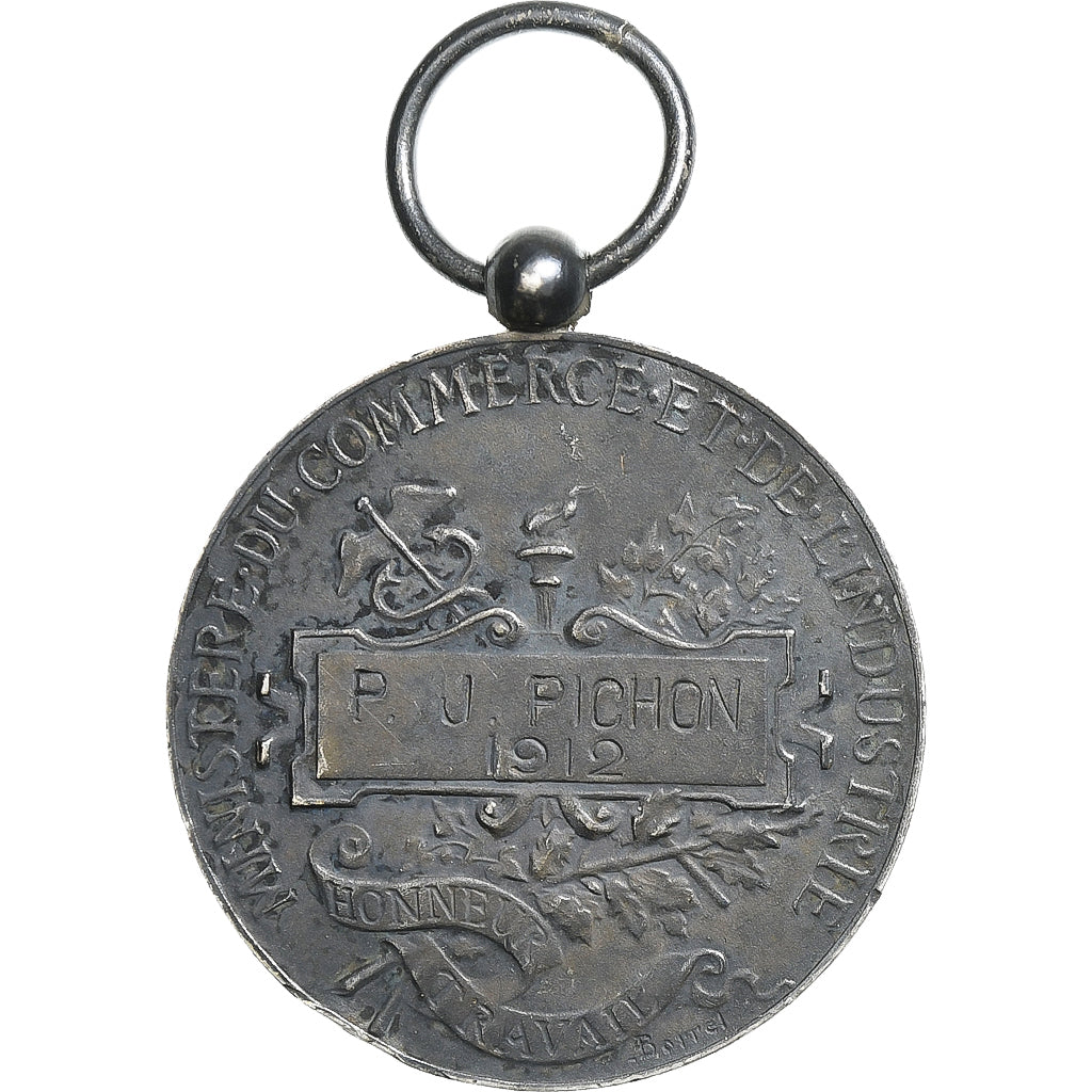 France, Industrie-Travail-Commerce, Medal, 1912, Very Good Quality, Borrel.A