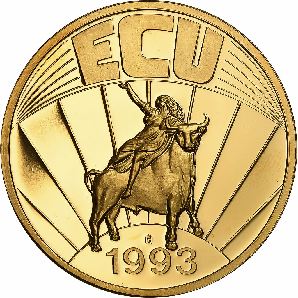 Regno Unito, medaglia, Ecu Europa, 1993, Doratura in rame-nichel, FDC