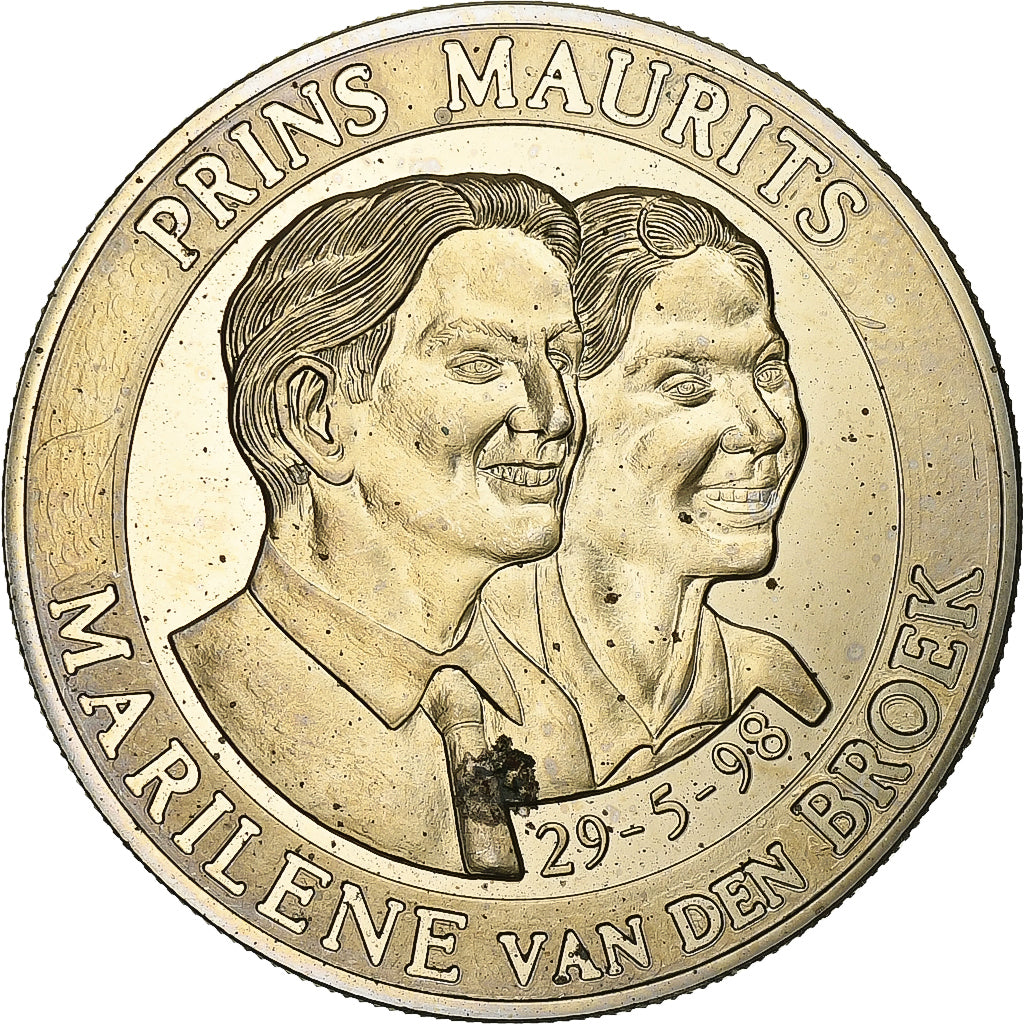Holandia, 5 Dollars, 1998, Wedding of Prins Maurits and Marilene, Miedź-Nikiel