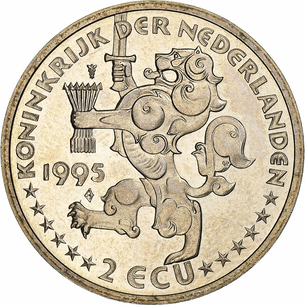 Netherlands, Beatrix, 2 ECU, 1995, Utrecht, Copper-nickel, AU(55-58), KM:94