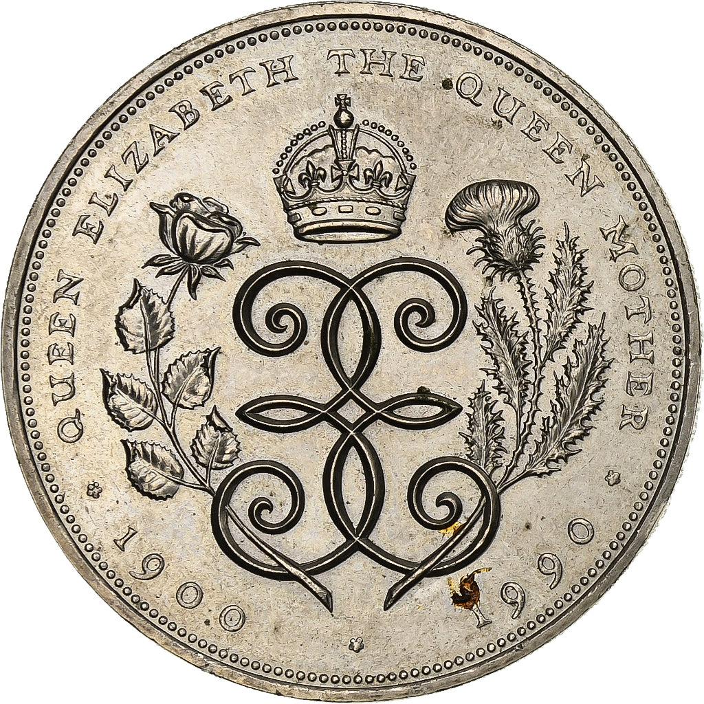 Great Britain, Elizabeth II, 5 Pounds, 1990, Copper-nickel, AU(50-53), KM:962