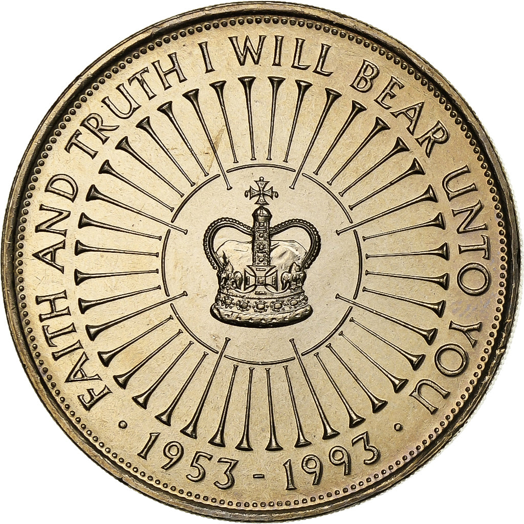 Gran Bretagna, Elizabeth II, 5 Pounds, 1993, Rame-nichel, SPL+, KM:965
