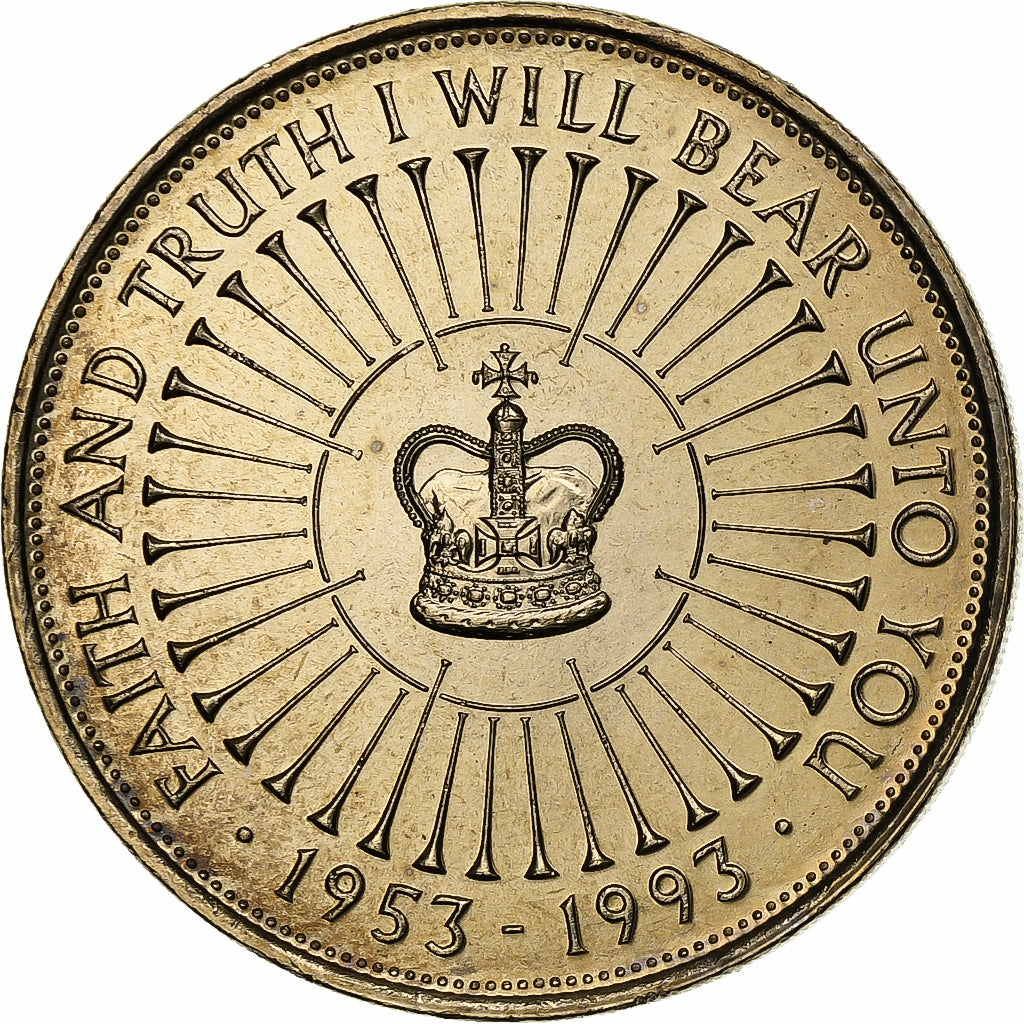Gran Bretagna, Elizabeth II, 5 Pounds, 1993, Rame-nichel, SPL+, KM:965