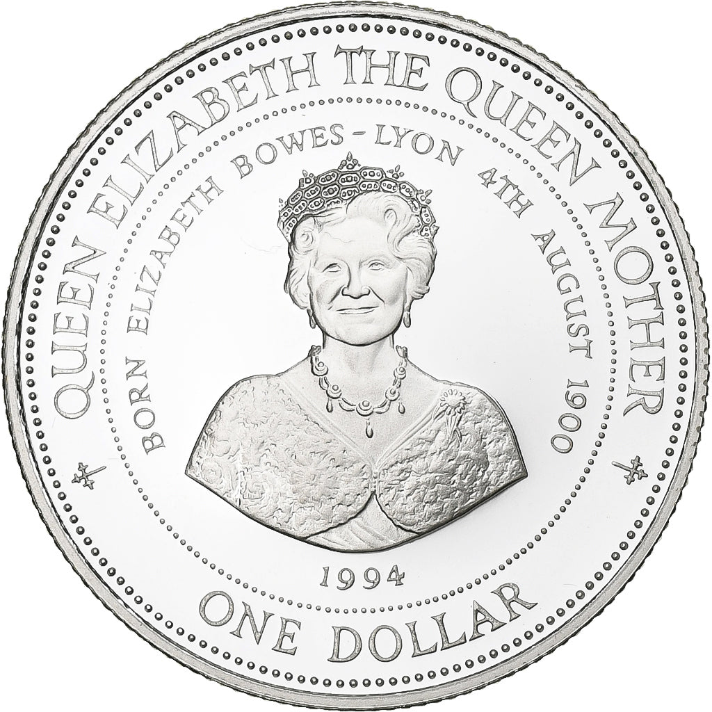 Barbados, Queen Mother, Dollar, 1994, PP, Silber, STGL