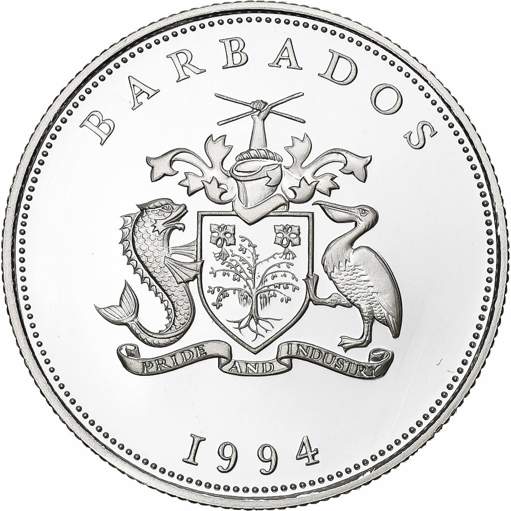 Barbados, Queen Mother, Dollar, 1994, PP, Silber, STGL