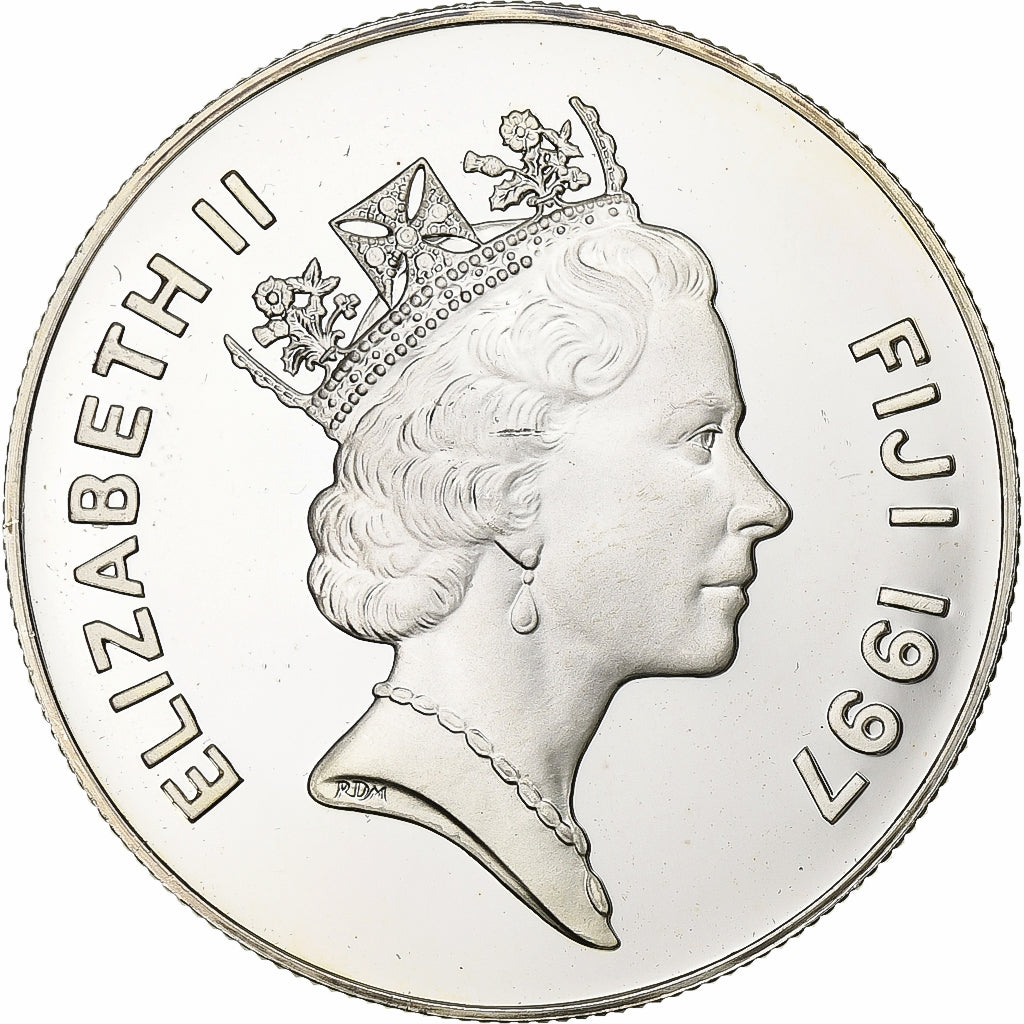 Fiji, Elizabeth II, 10 Dollars, 1997, Golden Wedding, Silver, MS(64)