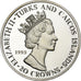 TURKS & CAICOS ISLANDS, Elizabeth II, 20 Crowns, 1993, Proof, Silver, MS(65-70)