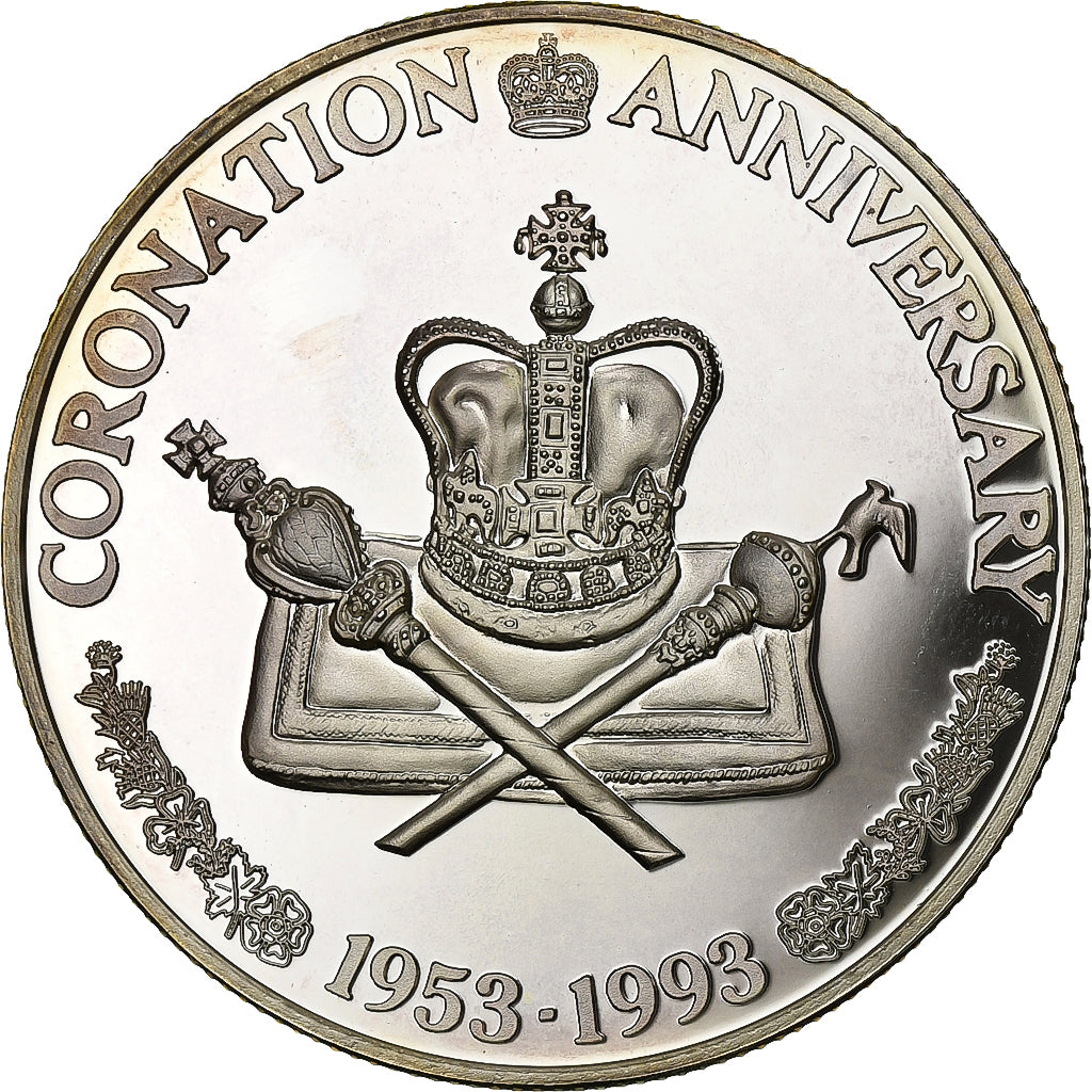 TURKS & CAICOS ISLANDS, Elizabeth II, 20 Crowns, 1993, Proof, Silver, MS(65-70)