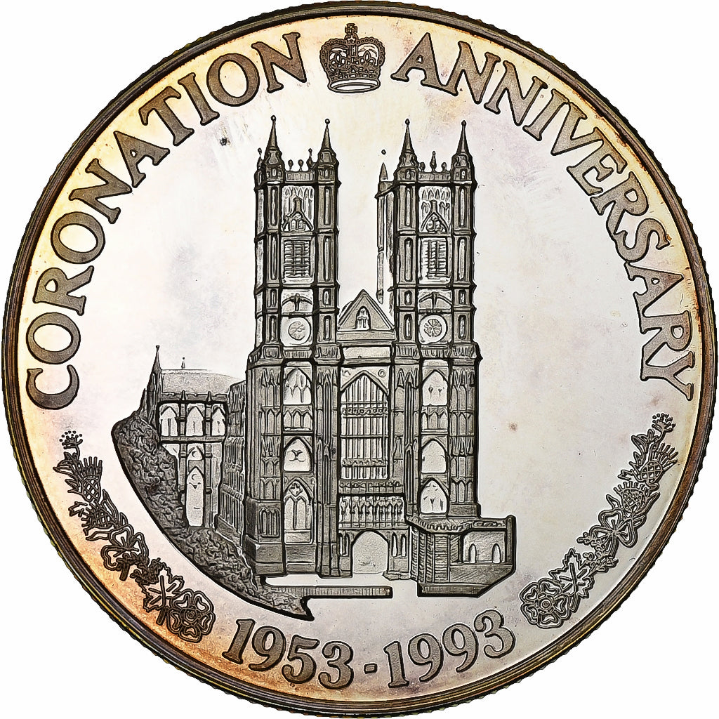 TURKS & CAICOS ISLANDS, Elizabeth II, 20 Crowns, 1993, Proof, Silver, MS(65-70)