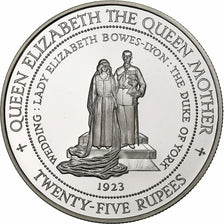 Seychelles, 25 Rupees, Queen Mother, 1994, BE, Silver, MS(65-70), KM:79