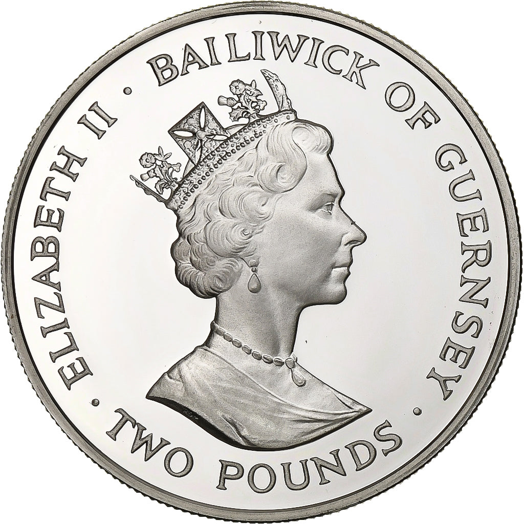 Guernsey, Elizabeth II, 2 Pounds, 1993, Guernesey, Silver, MS(65-70)
