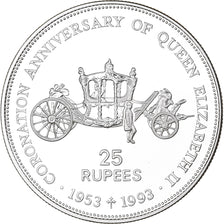 Seychelles, 25 Rupees, Queen Mother, 1993, BE, Argento, FDC