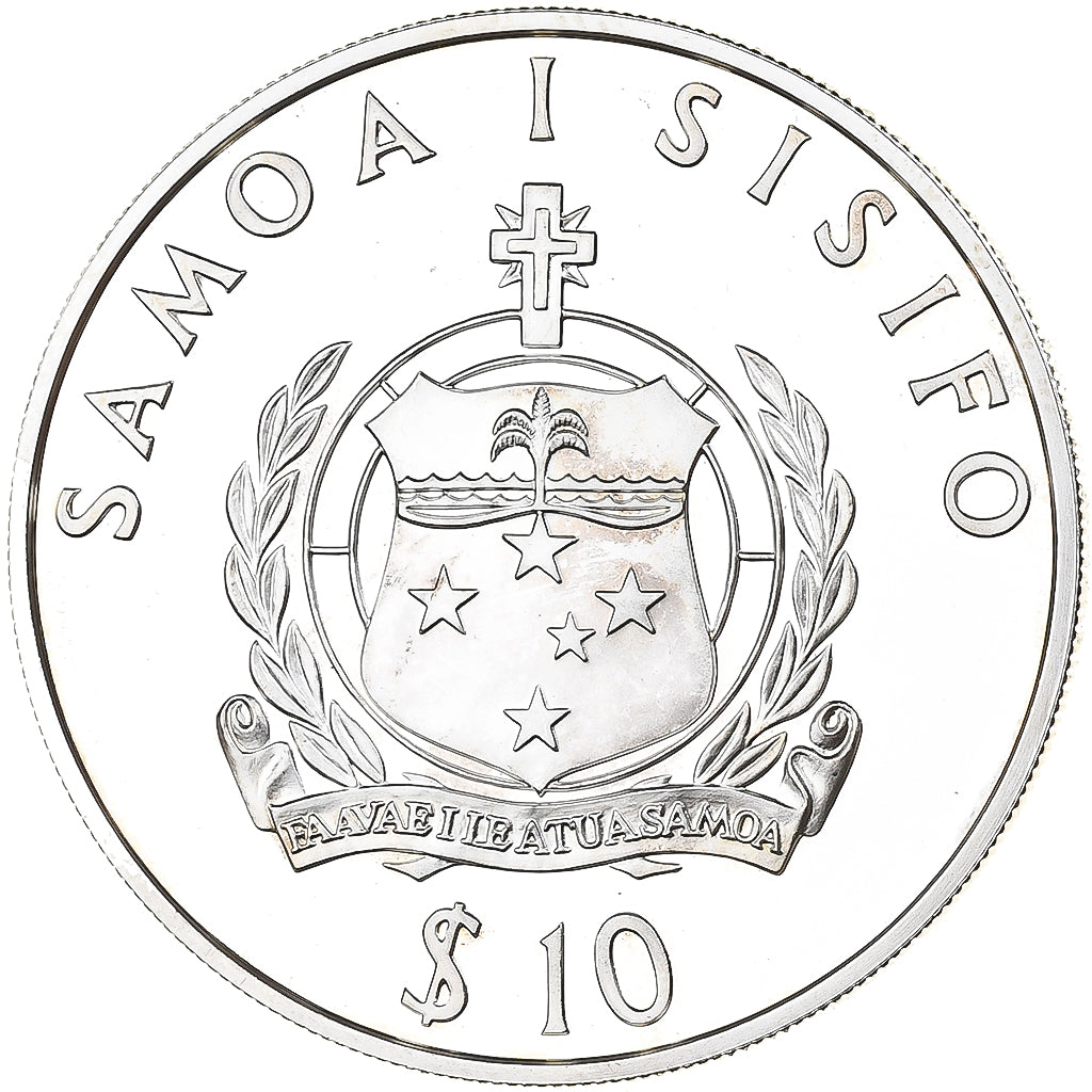 Samoa, 10 Dollars, Family Portrait, 1996, Silver, MS(65-70)