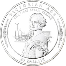 GAMBIA, THE, 20 Dalasis, The First Steam Trains, 1996, Silver, MS(65-70)