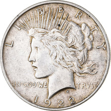 United States, Dollar, Peace, 1922, Denver, Silver, EF(40-45)