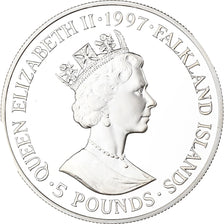 Falkland Islands, Elizabeth II, 5 Pounds, 1997, Silver, MS(65-70)