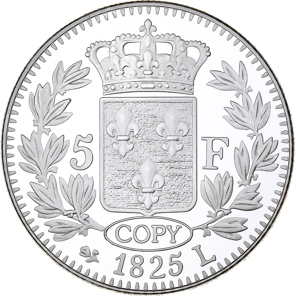 Francia, medaglia, Reproduction, 5 Francs Charles X 1825 L, Rame placcato