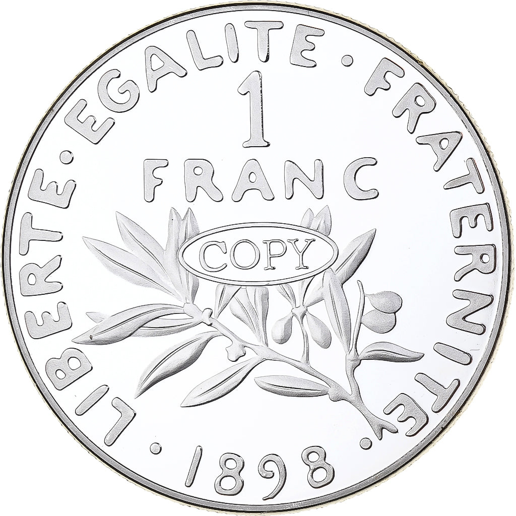Francia, medaglia, Reproduction, 1 Franc Semeuse 1898, Rame placcato argento