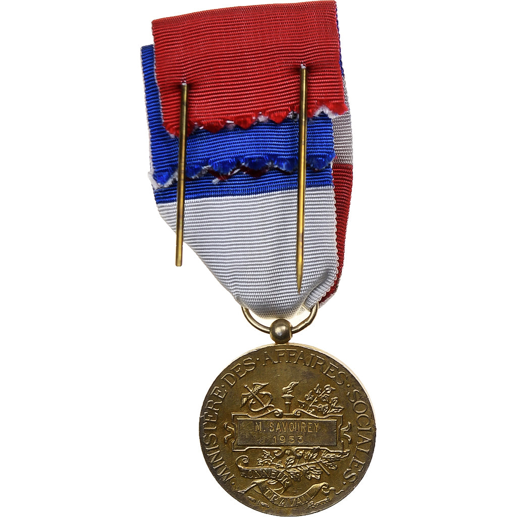 France, Ministère des Affaires Sociales, Médaille, 1953, Excellent Quality
