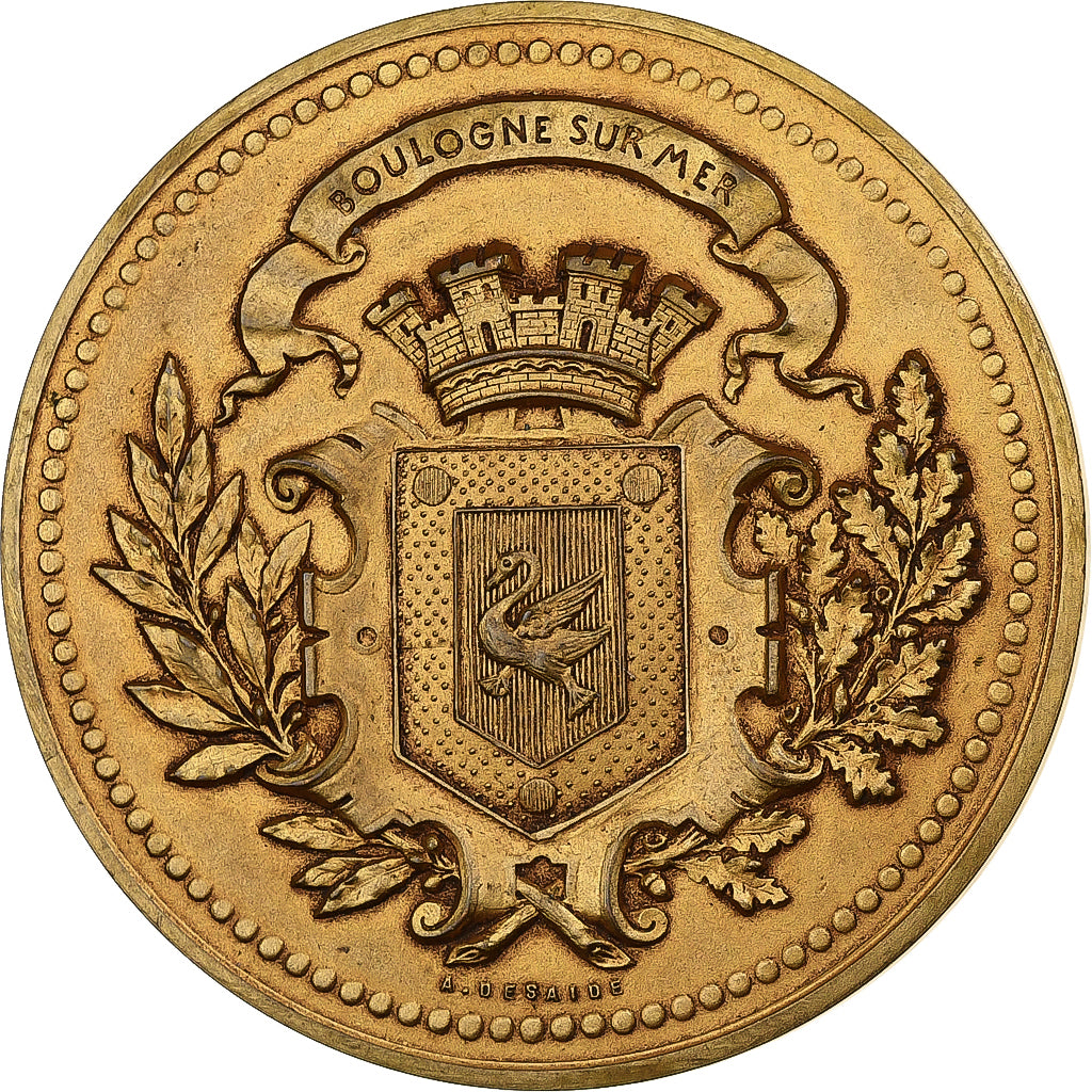 Francia, medaglia, Art Nouveau, Femme nue Assise, Boulogne sur mer, Bronzo