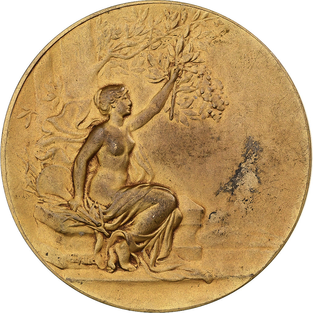 Francia, medaglia, Art Nouveau, Femme nue Assise, Boulogne sur mer, Bronzo