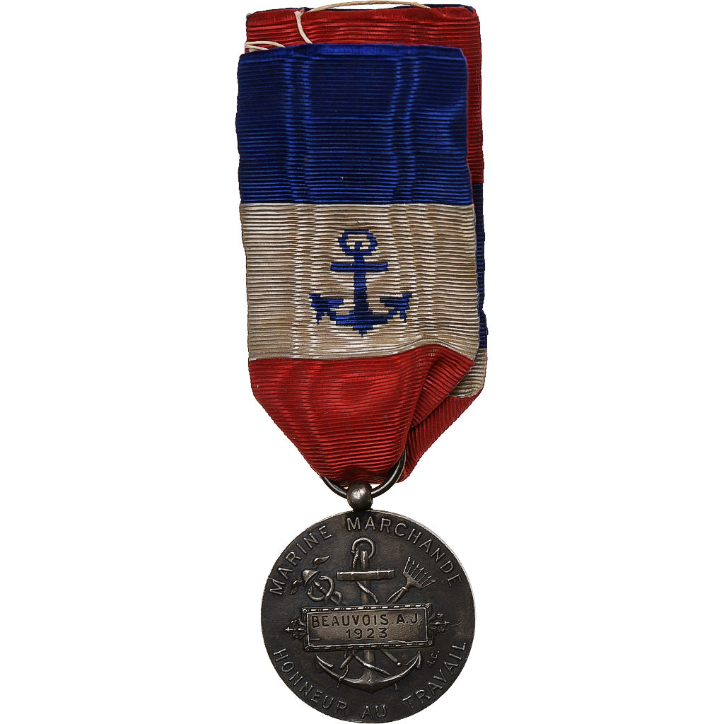 France, Marine Marchande, Honneur et Travail, Medal, 1923, Very Good Quality