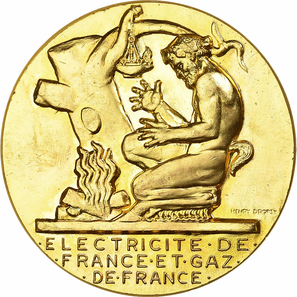 Francia, medaglia, Électricité de France et gaz de France, Bronzo dorato