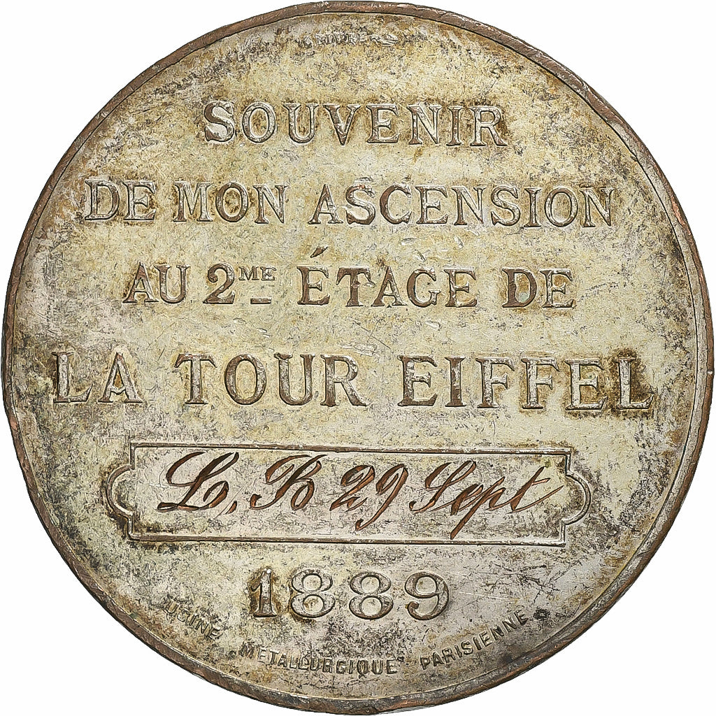 França, medalha, Souvenir de mon Ascension à la Tour Eiffel, 1889, Bronze