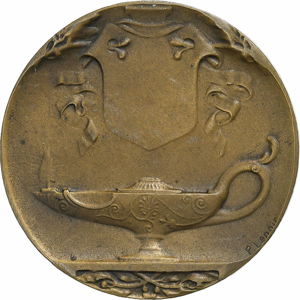 France, Médaille, Art Nouveau, L'Ecriture, Bronze, SUP, Lenoir