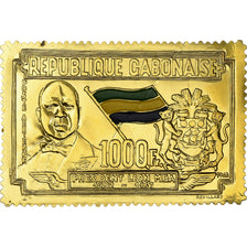 Gabon, Timbre, Anniversaire de la Mort du Président Léon Mba, 1968, Gold