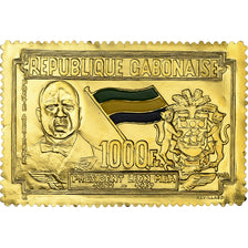 Gabon, Timbre, Anniversaire de la Mort du Président Léon Mba, 1968, Gold