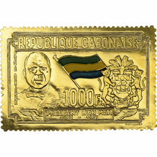 Gabon, Timbre, Anniversaire de la Mort du Président Léon Mba, 1968, Gold