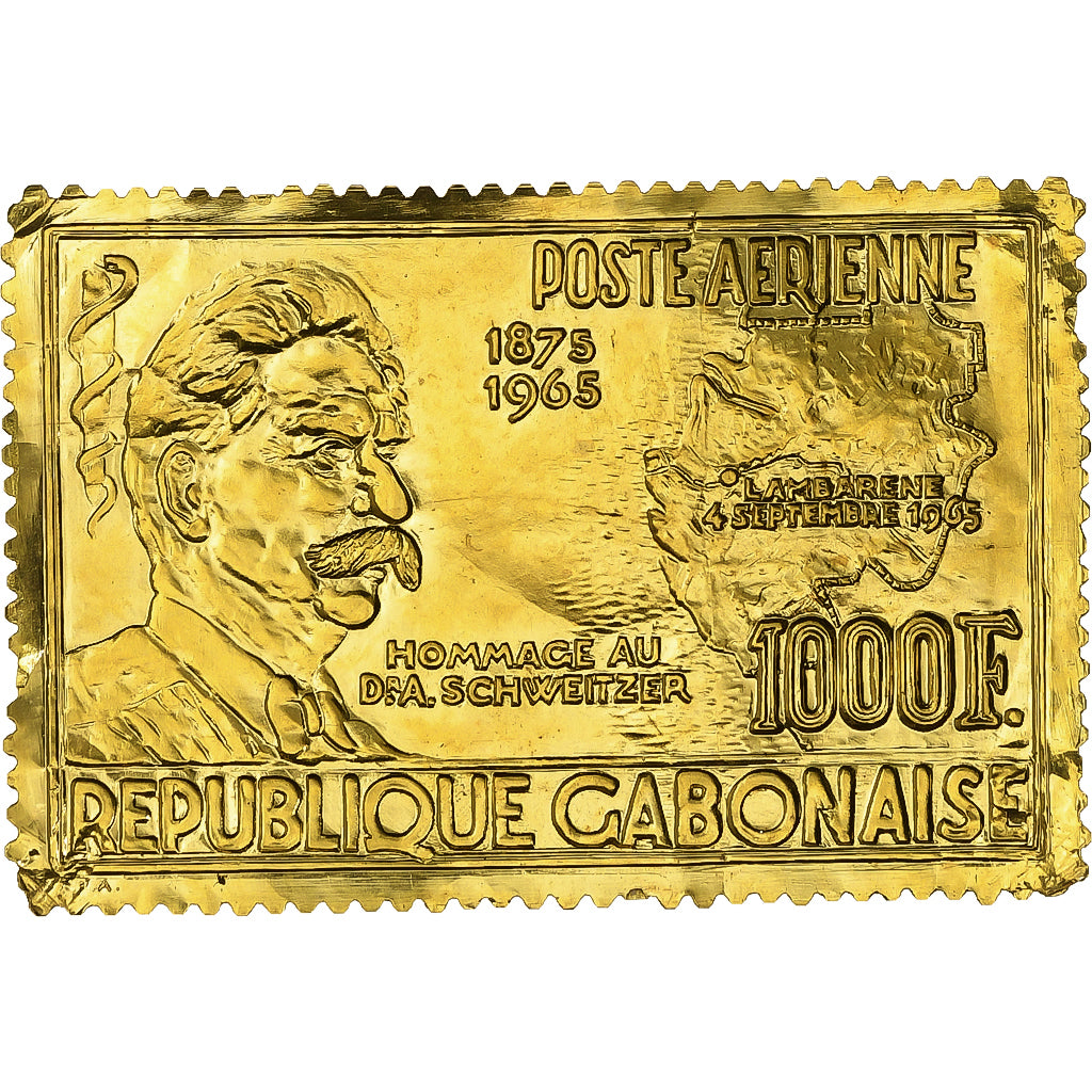 Gabon, Timbre, Albert Schweitzer, 1965, Or, TTB