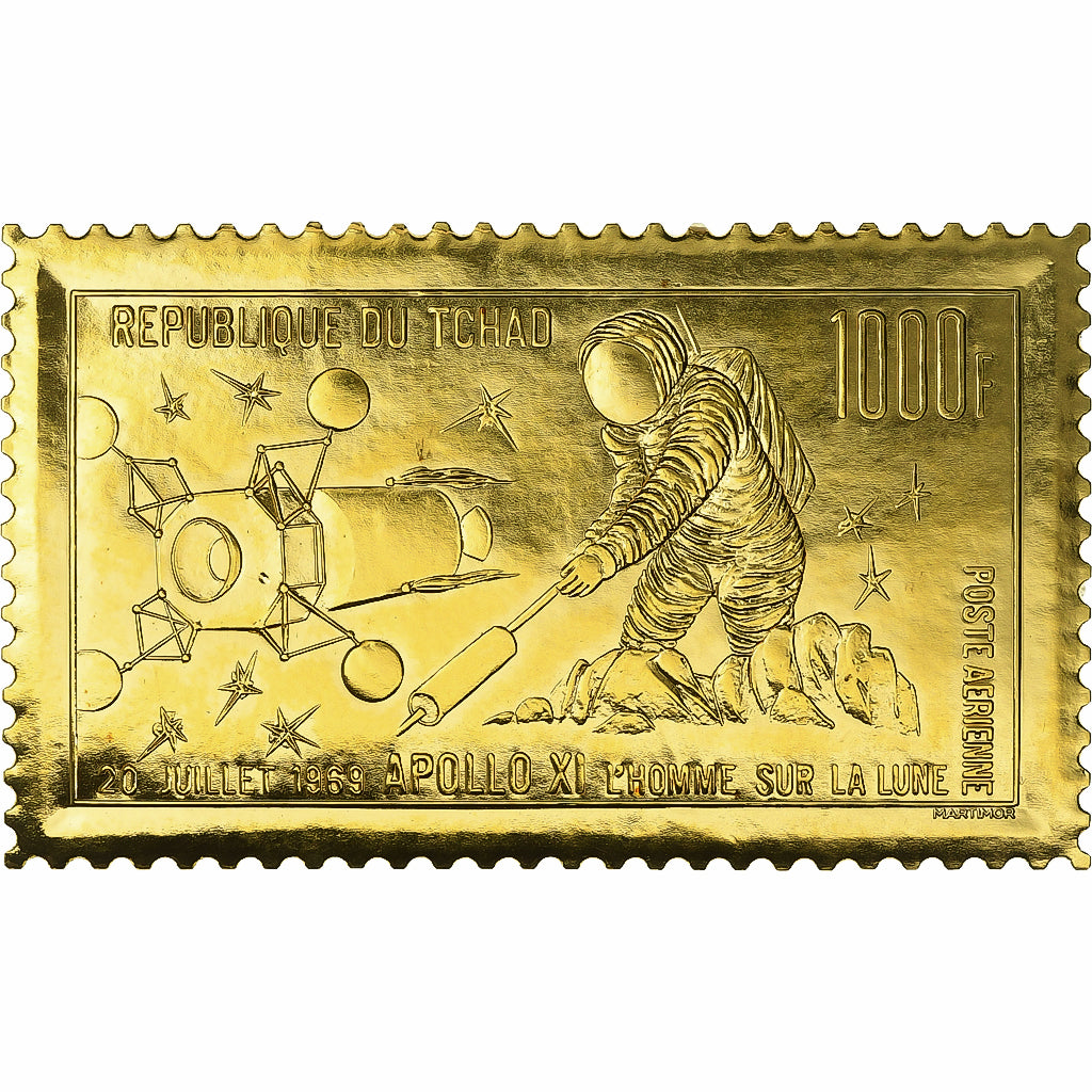 Tchad, Timbre, Mission Apollo XI, 1969, Or, FDC