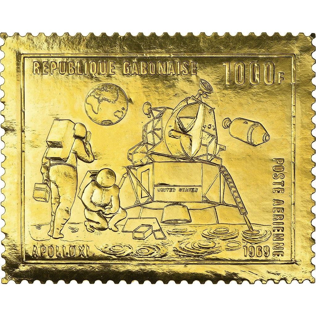 Gabon, Timbre, Mission Apollo XI, 1969, Or, SPL