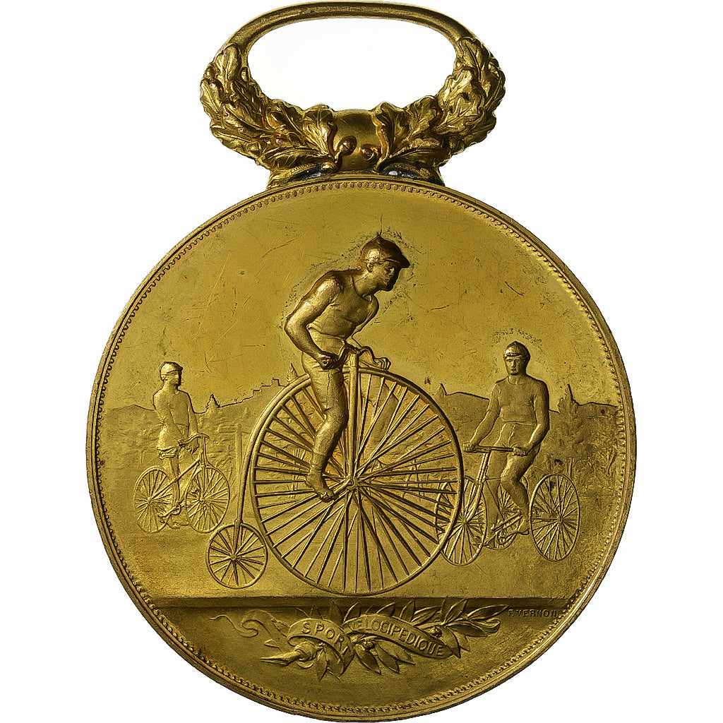 France, Medal, Sport Vélocipédique, Gilt Bronze, Vernon, AU(50-53)
