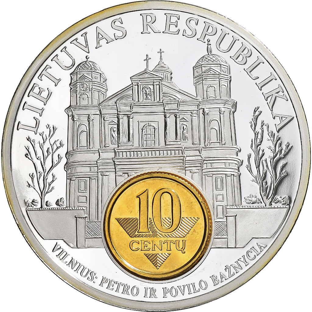 Lituania, medalla, Europan Currencies, Vilnius, 1997, Plata chapada en cobre