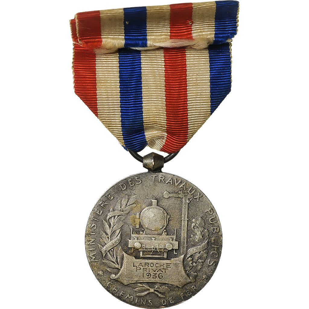 France, Ministère des travaux publics, chemins de fer, Médaille, 1936, Très