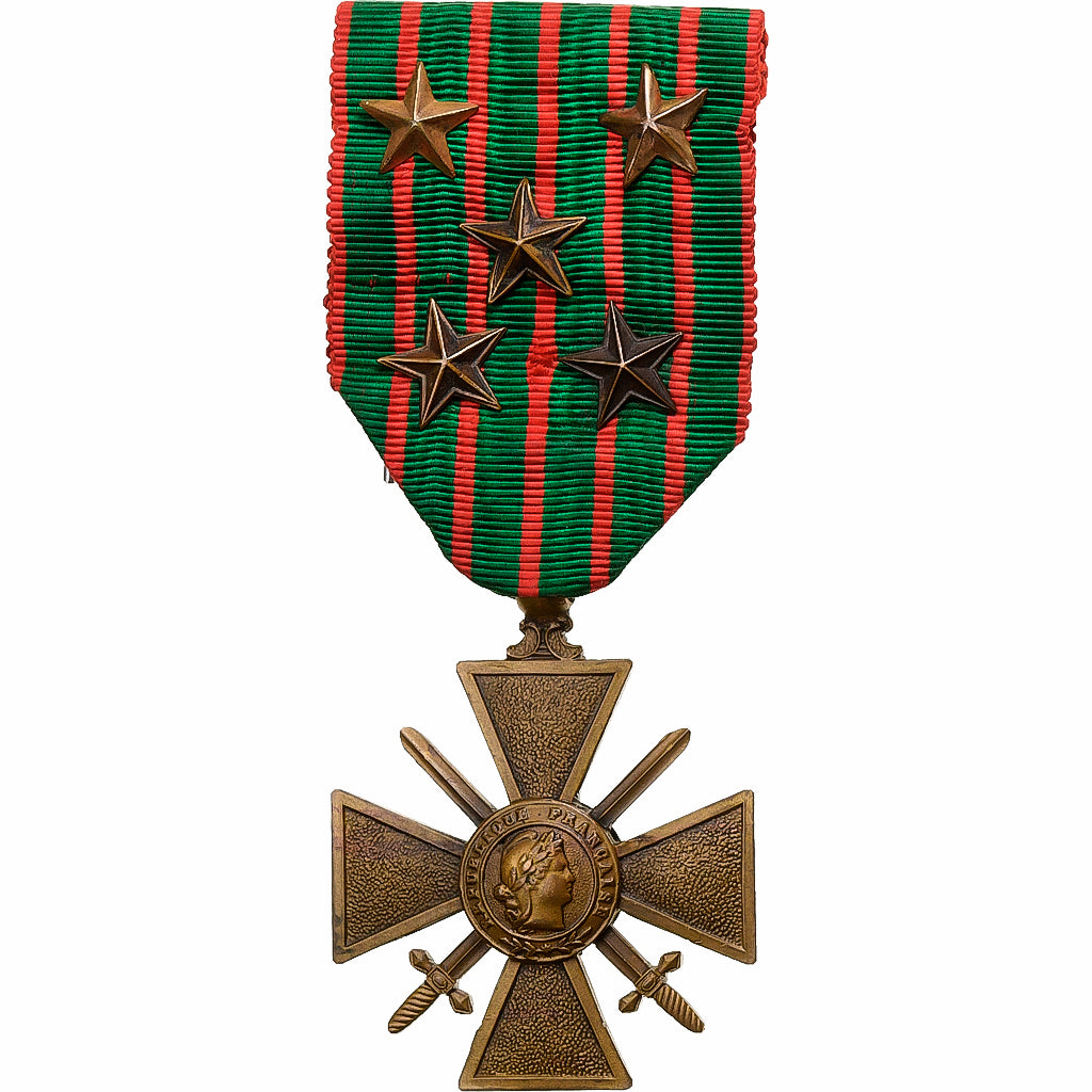 Francja, Croix de Guerre, medal, 1914-1917, 5 Citations, Doskonała jakość