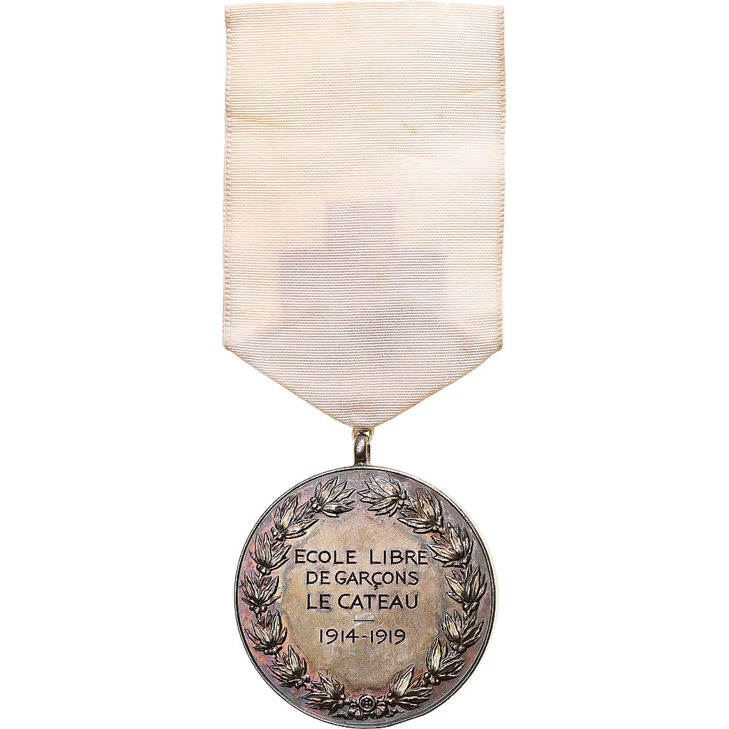 France, Ecole Libre de Garçons, Le Cateau, Medal, 1914-1919, Excellent Quality