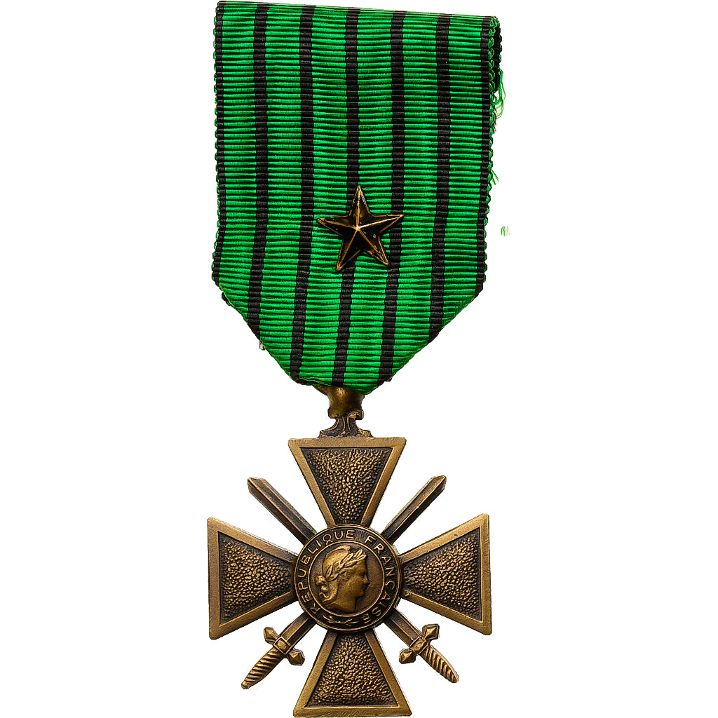 France, Croix de Guerre, Une Etoile, Médaille, 1939, Excellent Quality, Bronze