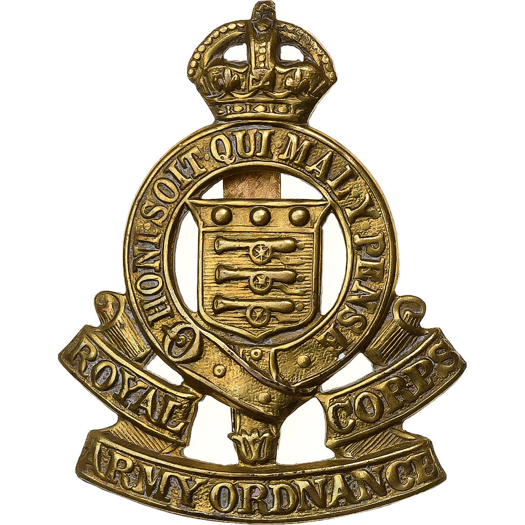 Canadá, Cap Badge, Royal Canadian Ordnance Corps, WW2, Latão, AU(55-58)