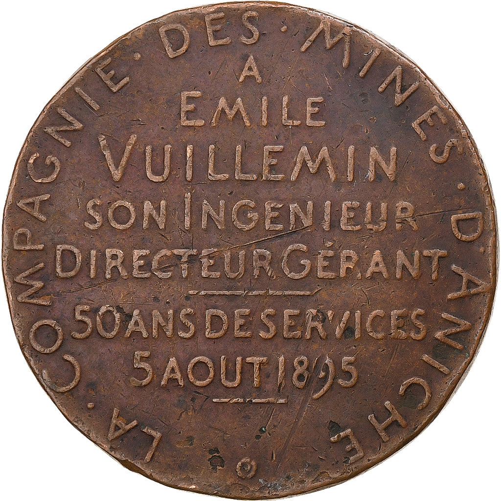 França, medalha, Emile Vuillemin, Compagnie des Mines d'Aniche, 1895, Bronze
