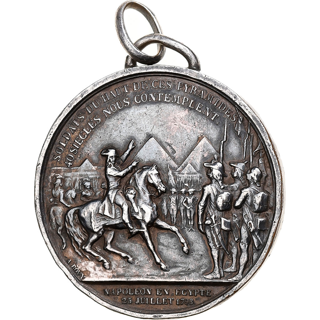 Francia, medaglia, Napoléon en Égypte, 1798, Bronzo argentato, Bovy, Restrike