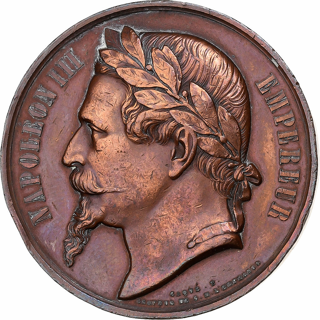 França, medalha, Napoléon III, Société Protectrice des Animaux, 1870, Cobre