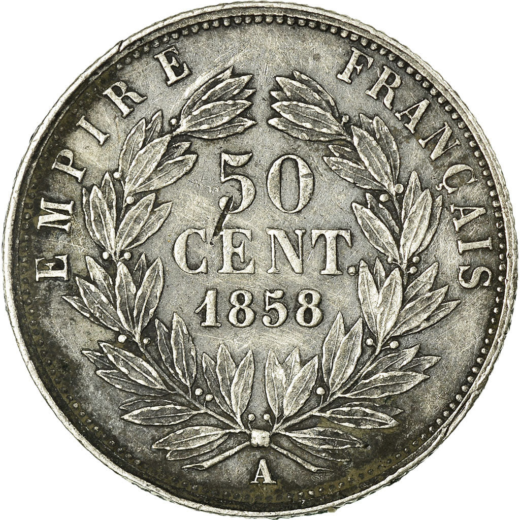 Coin, France, Napoleon III, Napoléon III, 50 Centimes, 1858, Paris, AU(50-53)