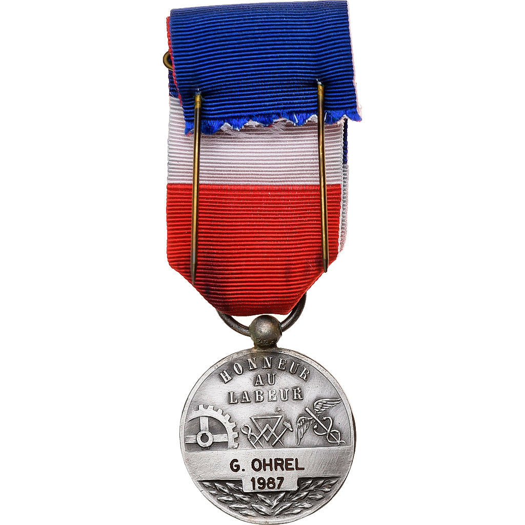 France, Honneur au Labeur, Médaille, 1987, Excellent Quality, Bronze argenté